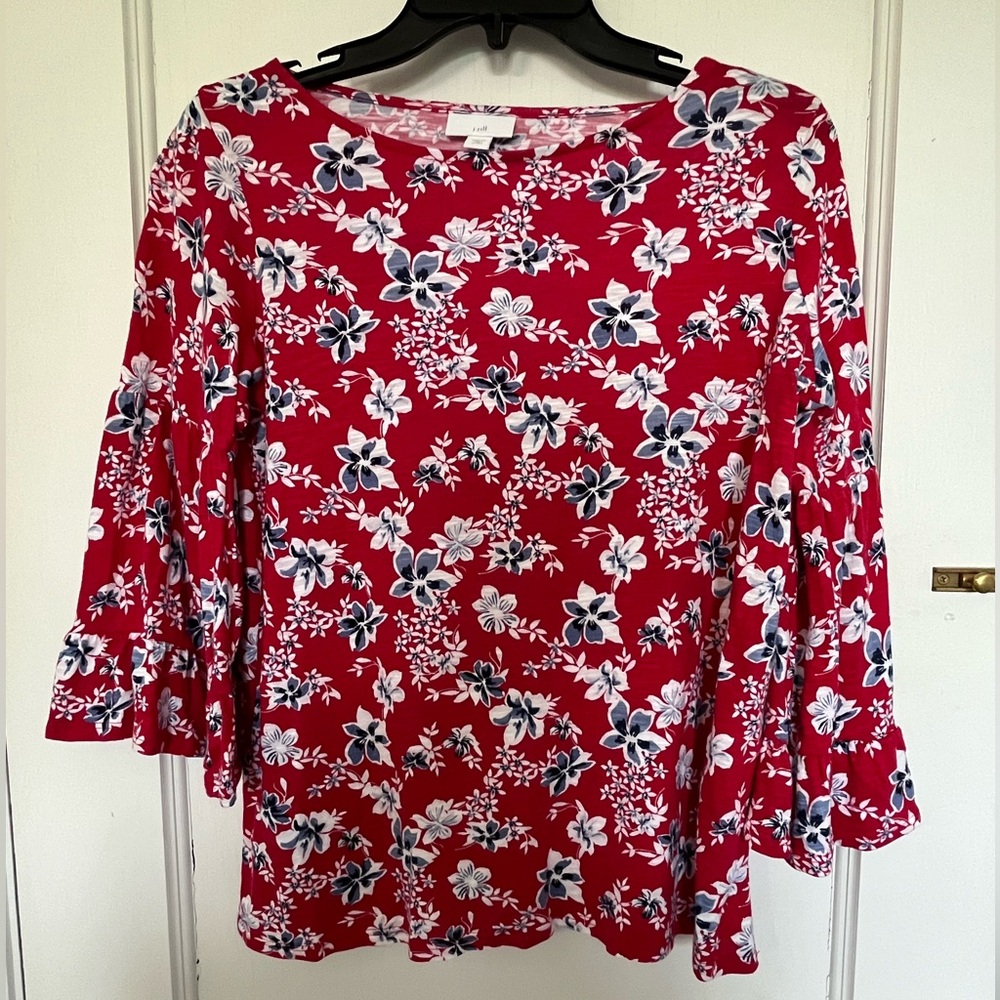 J Jill 3/4 sleeve top, red, white, and blue, XS